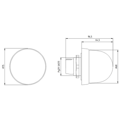 8WD5320-5AB SIEMENS Einbauleuchte m. LED Dauerlicht 24VAC/DC rot Ø70mm Produktbild Additional View 2 L