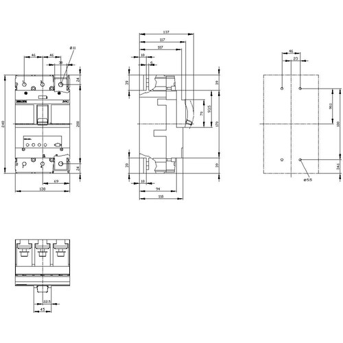 3VA2340-5HN32-0AA0 SIEMENS Leistungs- schalter 3p 400A  Anlagenschutz Produktbild Additional View 2 L