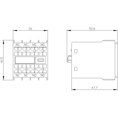 3RH2911-2HA22 Siemens Hilfsschalter BL. Front 2S+2OE Stromb. 1OE 1OE 1S 1S Produktbild Additional View 2 L