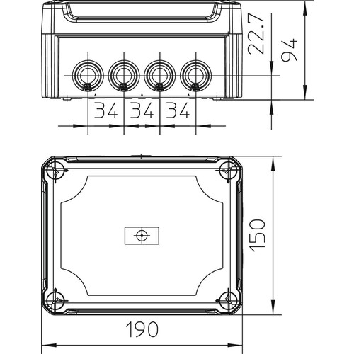 2007714 OBO T 160 HD LGR Kabelabzweig- kasten mit hohem Deckel 190x150x94 Produktbild Additional View 1 L