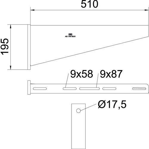 6417817 Obo AW 80 51 FT Wandausleger mit angeschweißter Kopfplatte B510mm  Stahl Produktbild Additional View 1 L