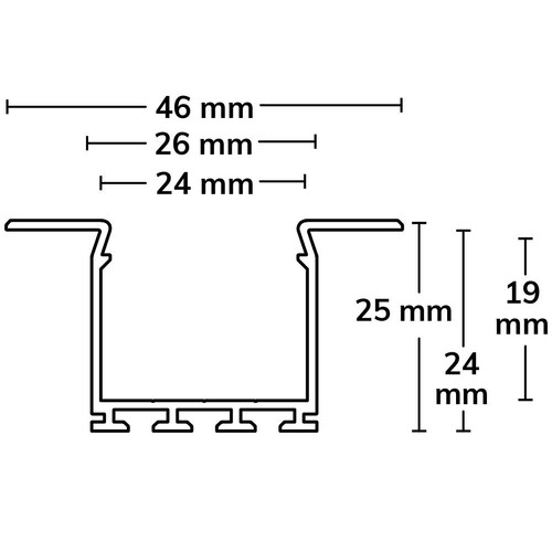 112264 ISOLED Einbauprofil "Wing" Flansch gerade eloxiert L: 2000mm Produktbild Additional View 1 L