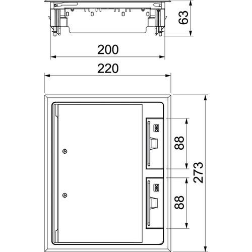 7405308 Obo Bettermann Geräteeinsatz GES6 Universal Grau Produktbild Additional View 1 L