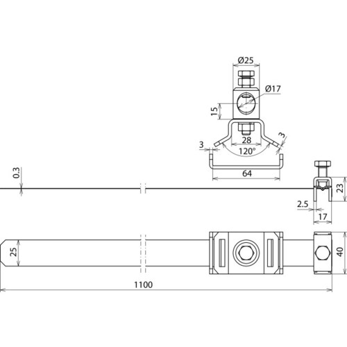 540105 DEHN Bandrohrschelle NIRO f. Fangstangen D 16mm f. 4-Kant-Profile Produktbild Additional View 2 L