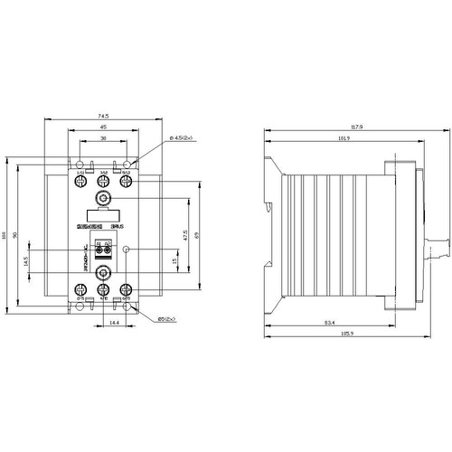 3RF2420-1AC55 Siemens Halbleiterschütz 3pol 20A 230V Steuerspannung Produktbild Additional View 2 L