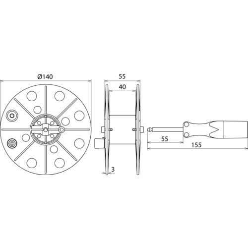 585010 DEHN Drahthaspel K-grau B 40mm m. Buchse leer Produktbild Additional View 1 L