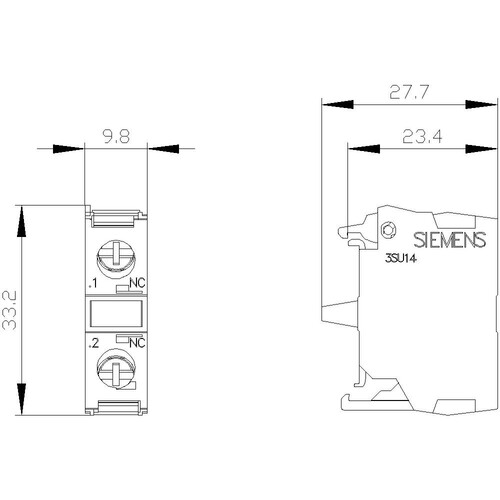 3SU1400-1AA10-1CA0 Siemens Kontaktmodul 1Ö Schraubanschluss Produktbild Additional View 2 L