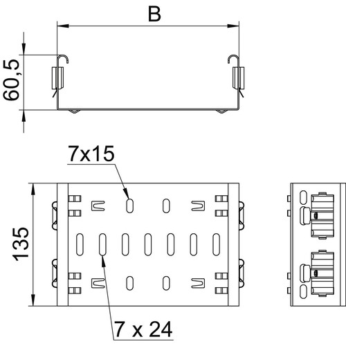 6065710 Obo FVM 610 DD Formteilverbinder mit Schnellverbindung 60x100  Stahl zin Produktbild Additional View 1 L