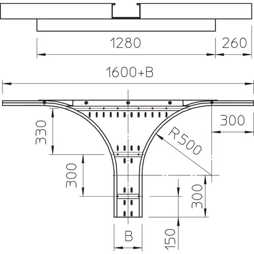 6098449 Obo WRAA 130 FT Anbau Abzweigstück für Weitspannkabelrinne 11 Produktbild Additional View 1 L