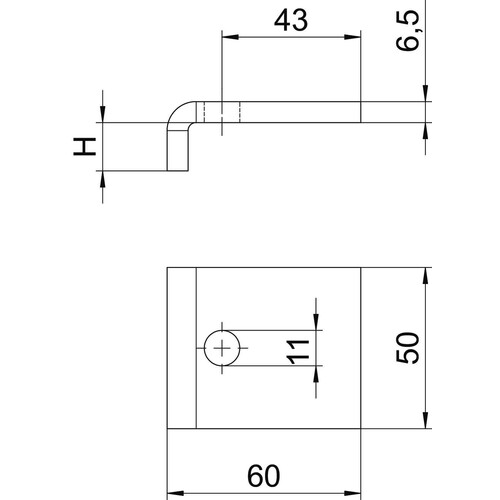 6354122 Obo KL1 20 S FT Klemmlasche für Stahlträger 20 mm 60x50  Stahl tauchfeu Produktbild Additional View 1 L