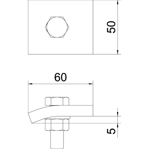 6355218 Obo KWS 5 FT Klemmwinkel mit Sechskantschr., h = 5 mm 60x50  Stahl t Produktbild Additional View 1 L