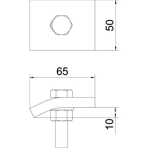 6355226 Obo KWS 10 FT Klemmwinkel mit Sechskantschr., h = 10 mm 60x50  Stahl Produktbild Additional View 1 L