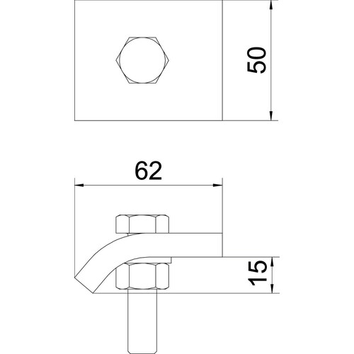 6355234 Obo KWS 15 FT Klemmwinkel mit Sechskantschr., h = 15 mm 60x50  Stahl Produktbild Additional View 1 L