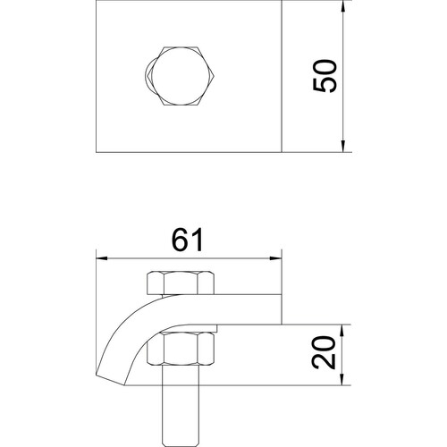 6355242 Obo KWS 20 FT Klemmwinkel mit Sechskantschr., h = 20 mm 60x50  Stahl Produktbild Additional View 1 L