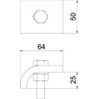 6355250 Obo KWS 25 FT Klemmwinkel mit Sechskantschr., h = 25 mm 60x50  Stahl Produktbild Additional View 1 S