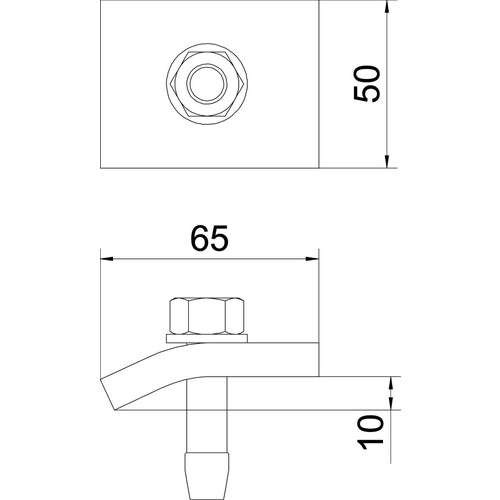 6355048 Obo KWH 10 FT Klemmwinkel mit Hakenschraube, h = 10 mm 60x50  Stahl t Produktbild Additional View 1 L