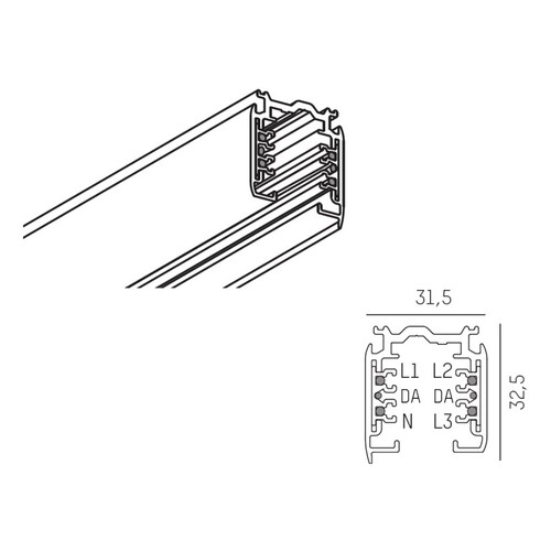 208-19106303 Molto Luce Global Track Pul Dali Schiene-HV weiß L3000xB31,5xH32,5 Produktbild Additional View 1 L