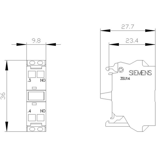 3SU1400-1AA10-3BA0 Siemens Kontaktmodul 1S Federzuganschluss Frontbefestigung Produktbild Additional View 2 L