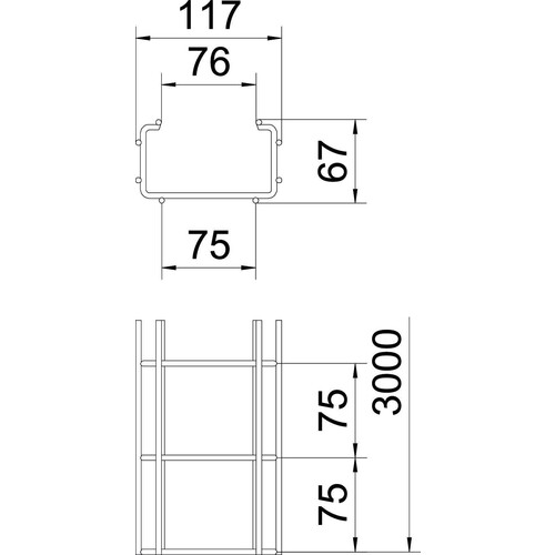 6017436 Obo CGR 50 100 FT C Gitterrinne 50x100x3000  Stahl tauchfeuerverzinkt Produktbild Additional View 1 L