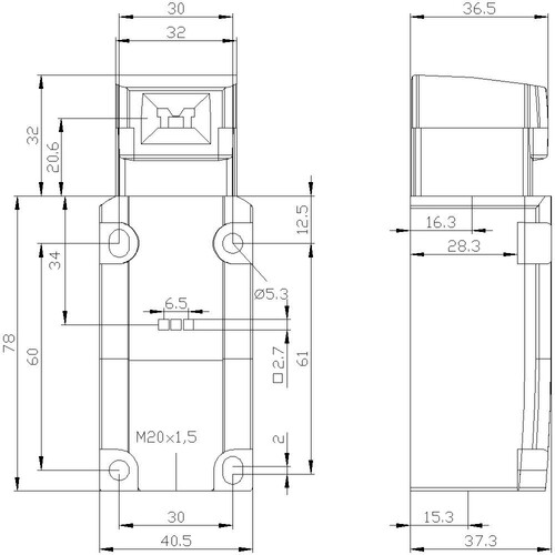 3SE5112-1QV10 Siemens Sicherheitsschalte 24V DC mit 2 LED Produktbild Additional View 2 L