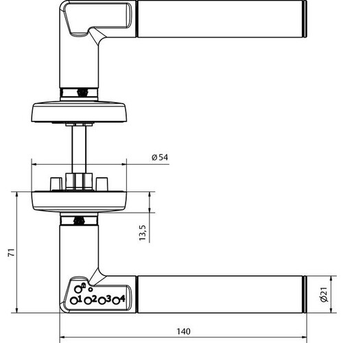 492-08---11---7 Eff Eff CODE HANDLE MATT AUSFUEHRUNG B VK 8MM Produktbild Additional View 1 L