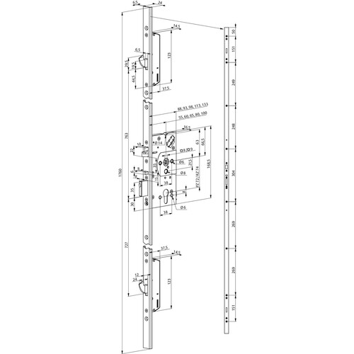 629X700PZ-----1 Eff Eff MEDIATOR® MEHRFACHVERRIEGELUNG 629X 65/24/72 PZ D Produktbild Additional View 1 L