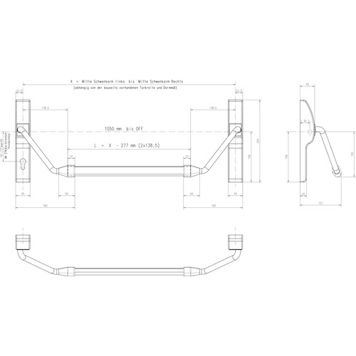 8000-10-2100--- Eff Eff PANIK GRIFFSTANGE MIT LOCHUNG ENTF.92MM PZ FA Produktbild Additional View 1 L