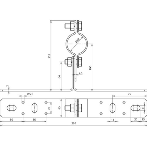 105140 Dehn Wandbefestigung NIRO mit Überleger Produktbild Additional View 1 L