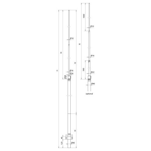 105195 Dehn Fangstange D 40/22/16/10mm NIRO L 4500mm Produktbild Additional View 1 L