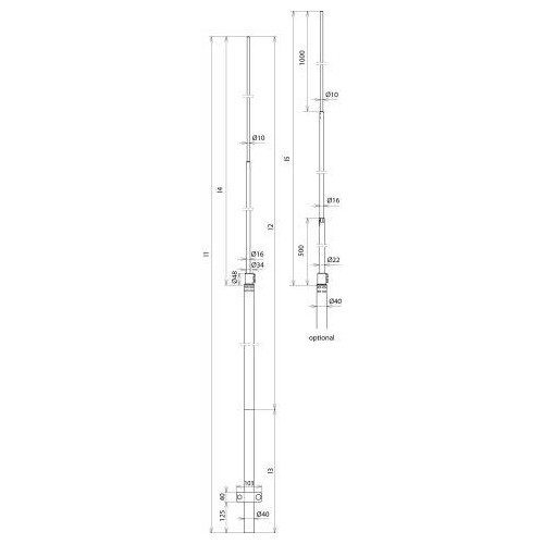 105197 Dehn Fangstange D 40/22/16/10mm NIRO L 6500mm Produktbild Additional View 1 L