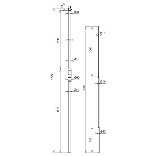 105317 Dehn Stützrohr D 50mm L 4700mm GFK/NIRO Produktbild Additional View 1 L