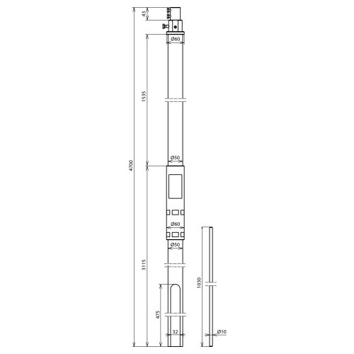 105327 Dehn Stützrohr D 50mm L 4700mm GFK/Al m. Fang Produktbild Additional View 2 L