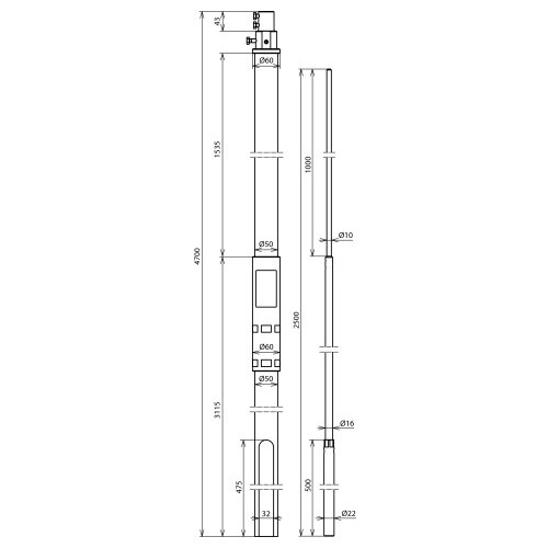 105328 Dehn Stützrohr D 50mm L 4700mm GFK/Al m. Fang Produktbild Additional View 2 L