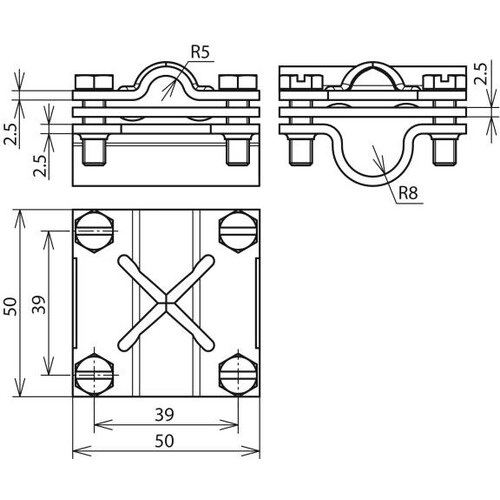 316167 Dehn Kreuzstück Cu f. Rd 16/8 10mm - Produktbild Additional View 1 L