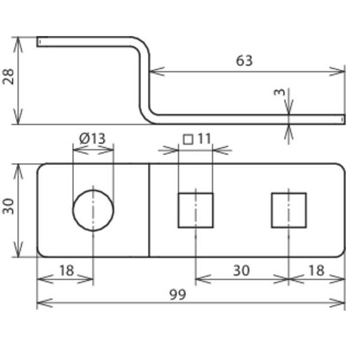 390479 Dehn Endstück Z Form m. 2 Vierkantlöcher Produktbild Additional View 1 L