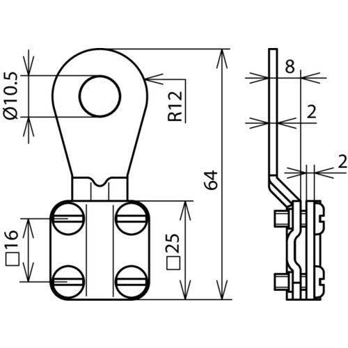 444009 Dehn Erdungskabelschuh 6-16mm² Produktbild Additional View 1 L