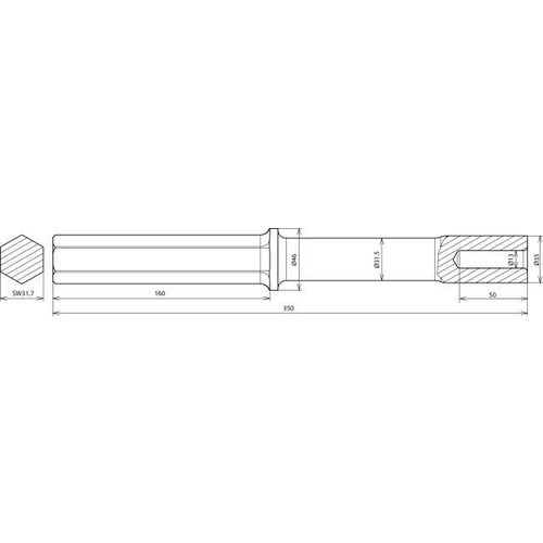 620010 Dehn Hammereinsatz f. TE D 20mm L 300mm Produktbild Additional View 2 L