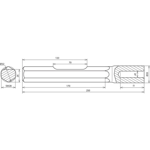 620029 Dehn Hammereinsatz f. TE D 20mm L 250mm Produktbild Additional View 1 L