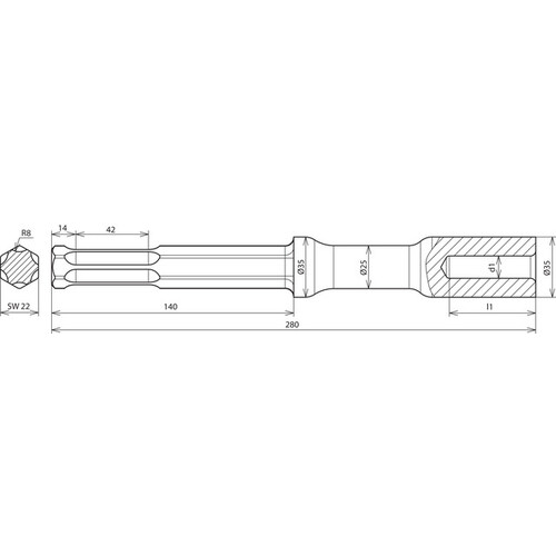 620031 Dehn Hammereinsatz f. TE D 20mm L 280mm Produktbild Additional View 1 L