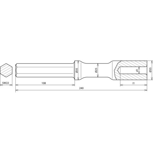 625007 Dehn Hammereinsatz f. TE D 25mm L 240mm Produktbild Additional View 1 L