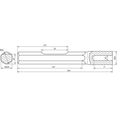 625029 Dehn Hammereinsatz f. TE D 25mm L 250mm Produktbild Additional View 1 L