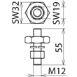 705500 Dehn Anschlussstück m. Gewindebolzen M12 Produktbild Additional View 2 S