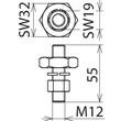 705500 Dehn Anschlussstück m. Gewindebolzen M12 Produktbild Additional View 1 S