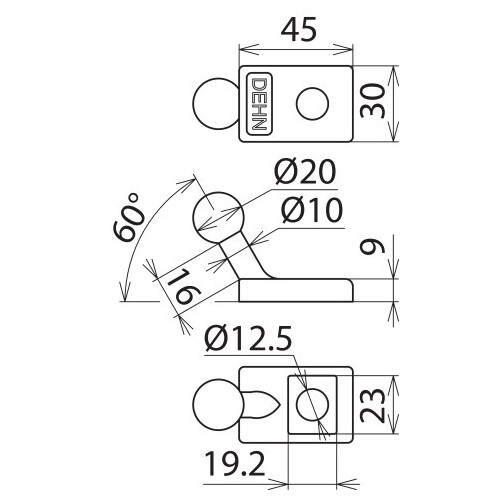 706300 Dehn Kugelfestpunkt D 20mm schräg Produktbild Additional View 1 L