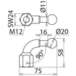 707200 Dehn Kugelfestpunkt D 20mm 90° abgewinkelt Produktbild Additional View 2 S