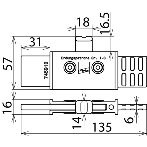 745910 Dehn Erdungspatrone NH Gr. 1...3 vollisoliert Produktbild Additional View 1 L