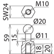 754205 Dehn Kugelfestpunkt D 20mm gerade Produktbild Additional View 2 S