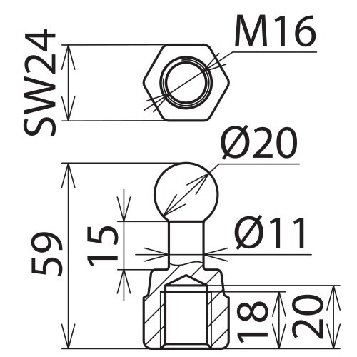 754600 Dehn Kugelfestpunkt D 20mm gerade Produktbild Additional View 2 L