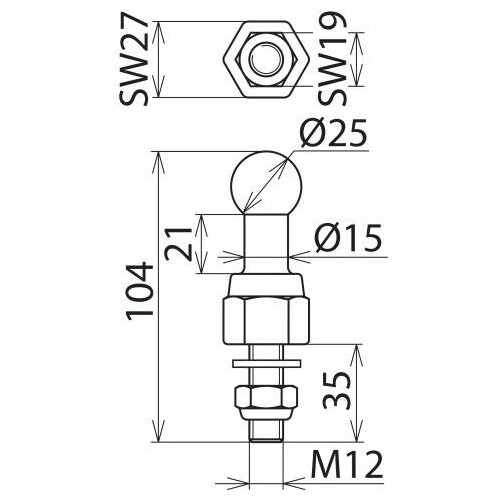 755627 Dehn Kugelfestpunkt D 25mm gerade m. Gewinde- Produktbild Additional View 2 L