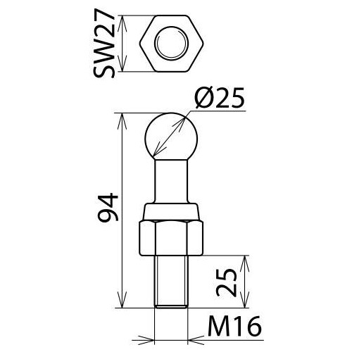 755636 Dehn Kugelfestpunkt D 25mm gerade m. Gewinde- Produktbild Additional View 2 L